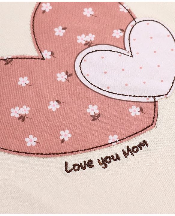 Babyhug Terry Knit Full Sleeves Top & Leggings Set With Heart Print - White & Brown