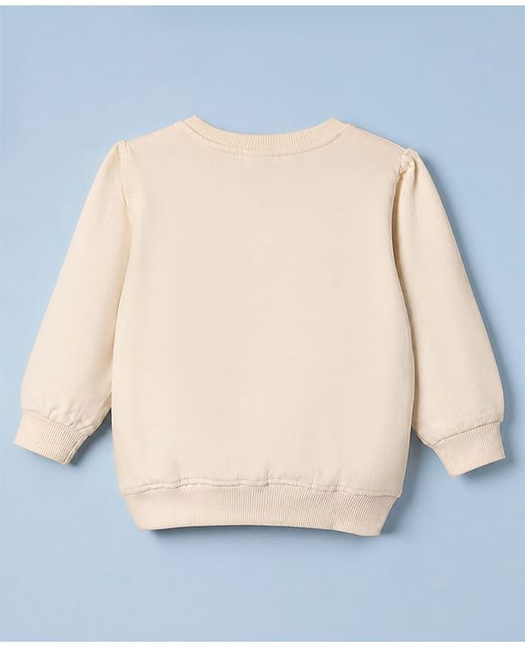 Babyhug Terry Knit Full Sleeves Top & Leggings Set With Heart Print - White & Brown