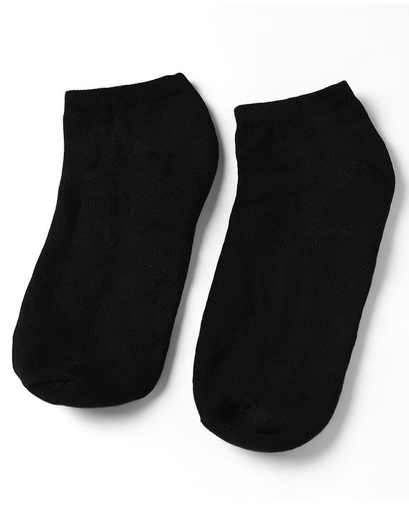 Pine Kids Cotton Knit Ankle Length Solid Socks Set Of 3 - Black