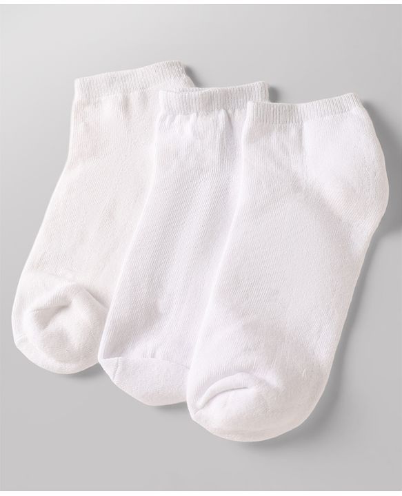 Pine Kids Cotton Nylon Knit Ankle Length Solid Socks Set of 3 - White