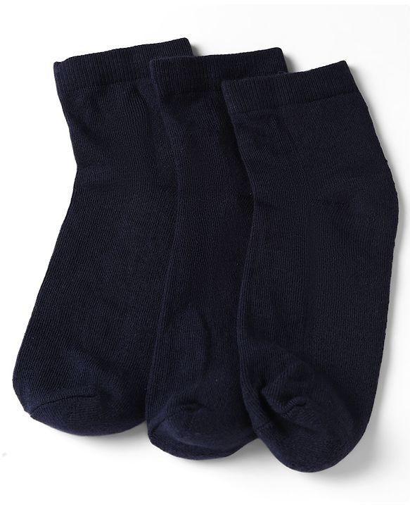 Pine Kids Cotton Knit Ankle Length Solid Socks Set of 3 - Black
