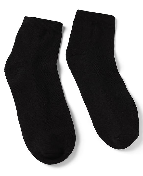 Pine Kids Cotton Knit Ankle Length Solid Socks Set of 3 - Black