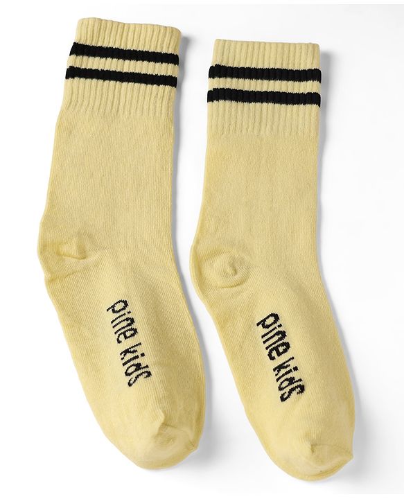 Pine Kids Cotton Knit Regular Length Socks With Logo Design Set of 3 - Blue, Black & Cream