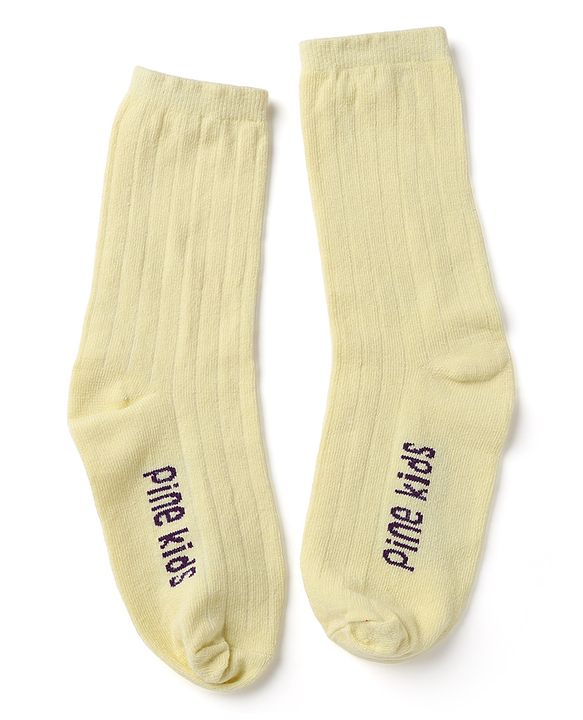Pine Kids Cotton Knit Calf Length Socks With Logo Embroidery & Frill Detailing Pack of 3 - Dark Pink, Red & Yellow