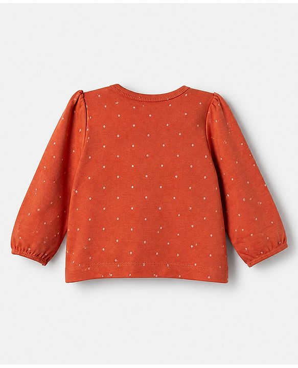 Babyhug 100% Cotton Interlock Knit T-Shirts with Full Puffed Sleeves and Polka Dots Floral & Love You Text Print Pack of 3 - White Olive Green Red