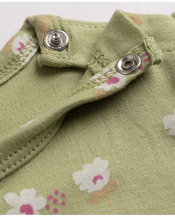 Babyhug 100% Cotton Interlock Knit T-Shirts with Full Puffed Sleeves and Polka Dots Floral & Love You Text Print Pack of 3 - White Olive Green Red