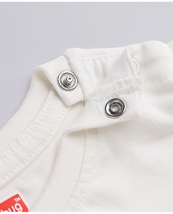 Babyhug 100% Cotton Knit T-Shirt with Full Sleeves and Bear Print in White