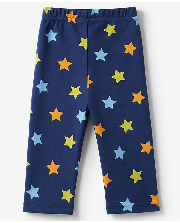 Babyhug 100% Cotton Interlock Knit Full Sleeves Co-Ords T-Shirt & Pyjama Night Suit with Star Print - Navy Blue