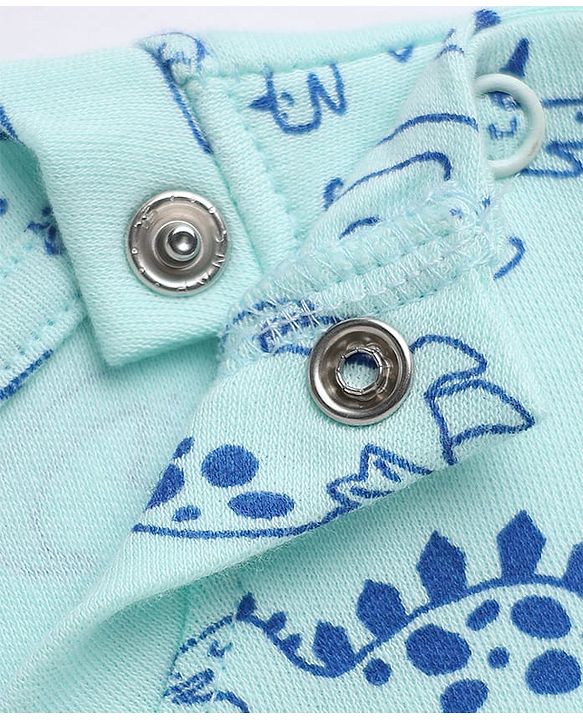Babyhug 100% Cotton Interlock Knit Full Sleeves Co-Ords T-Shirt & Pyjama Night Suit with Dinosaur Print - Sky Blue