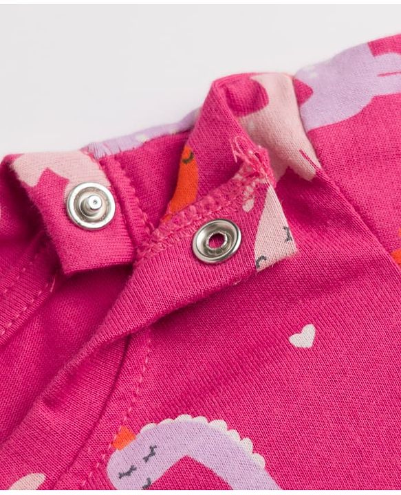 Babyhug Cotton Interlock Knit Full Sleeves Co-ord T-Shirt & Pajama Night Suit with Dinosaur & Heart Print - Maroon