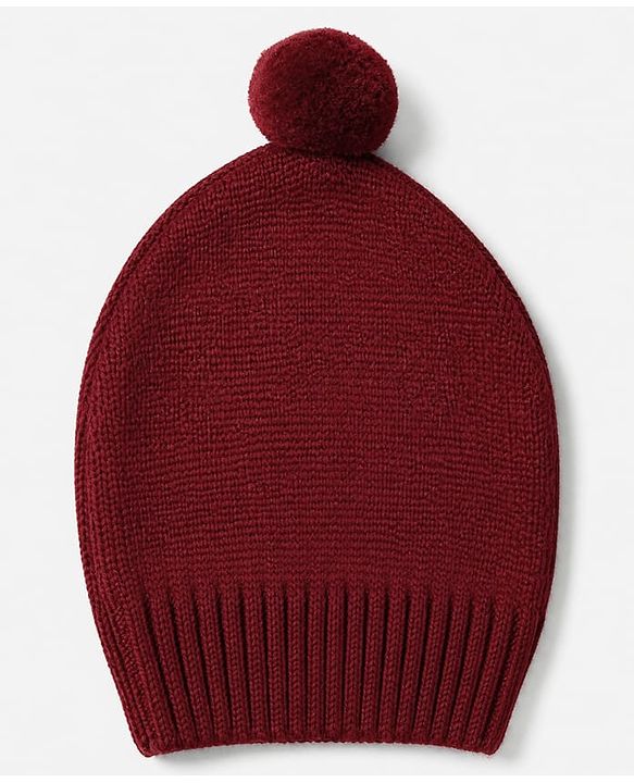 Babyhug Knit Winter Romper and Cap with Full Sleeves - Maroon