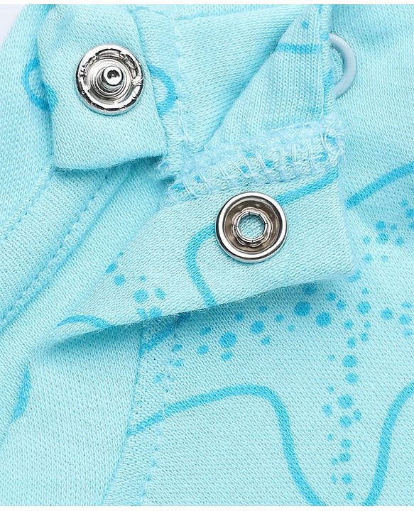 Babyhug Cotton Interlock Knit Full Sleeves Co-Ord T-Shirt And Pyjama Night Suit With Star Print - Blue