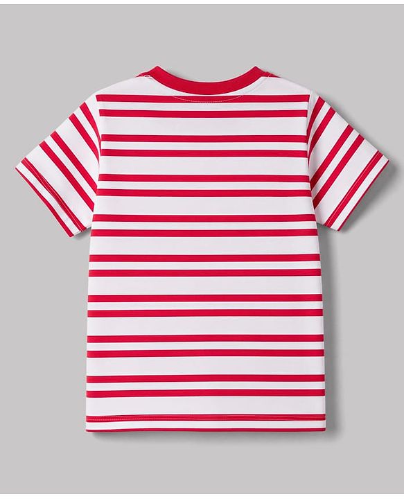 Babyhug 100% Cotton Knit Half Sleeves T-Shirts with Striped & Boat Print Pack of 3 - Red White & Blue