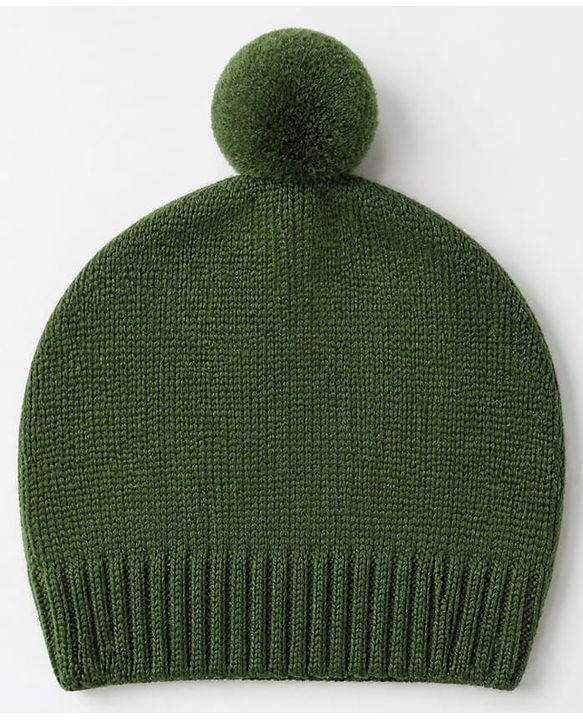 Babyhug Knit Winter Romper and Cap with Full Sleeves - Olive Green