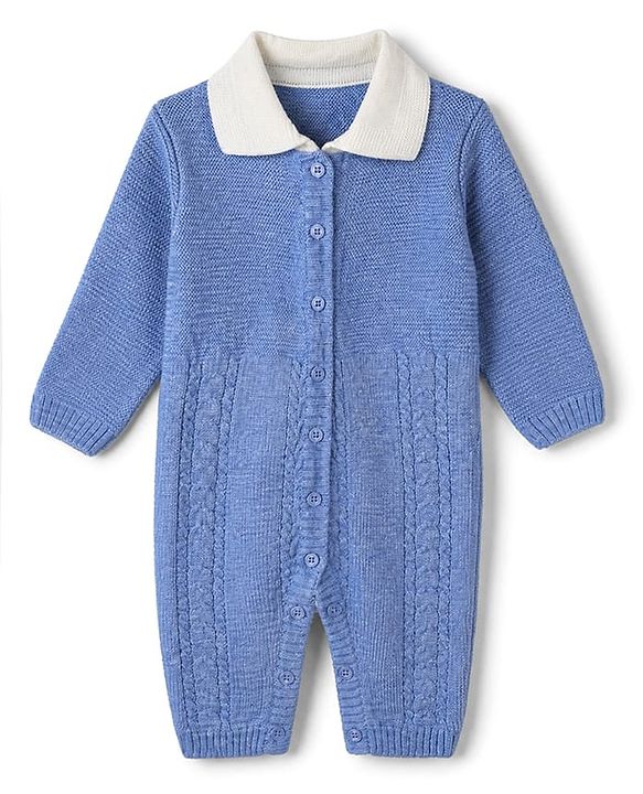 Babyhug Knit Winter Romper and Cap with Full Sleeves - Olive Green