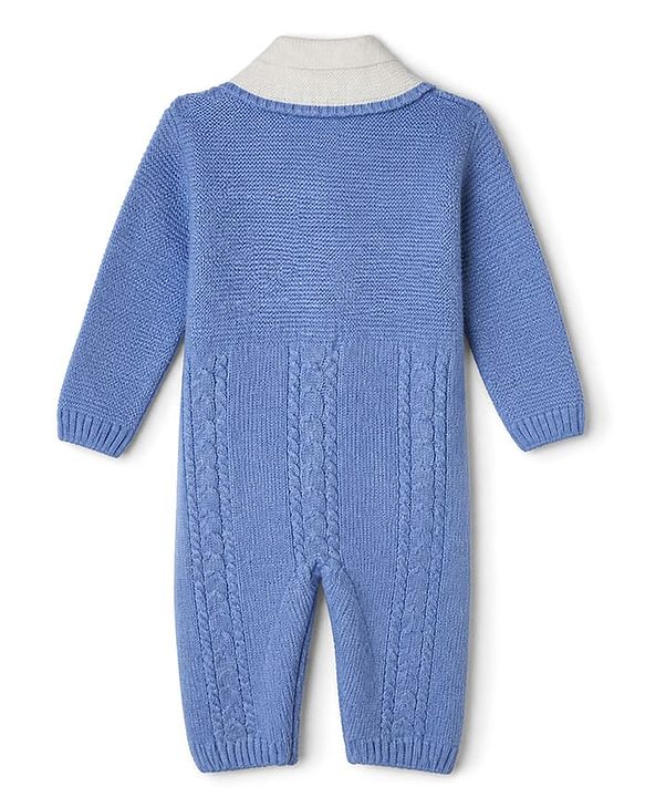 Babyhug Knit Winter Romper and Cap with Full Sleeves - Olive Green