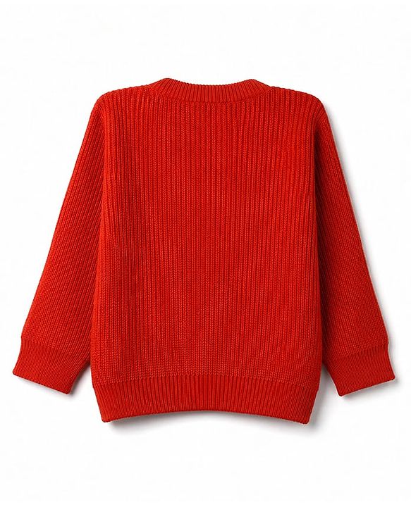 Babyhug Knit Full Sleeves Cardigan - Rust Orange