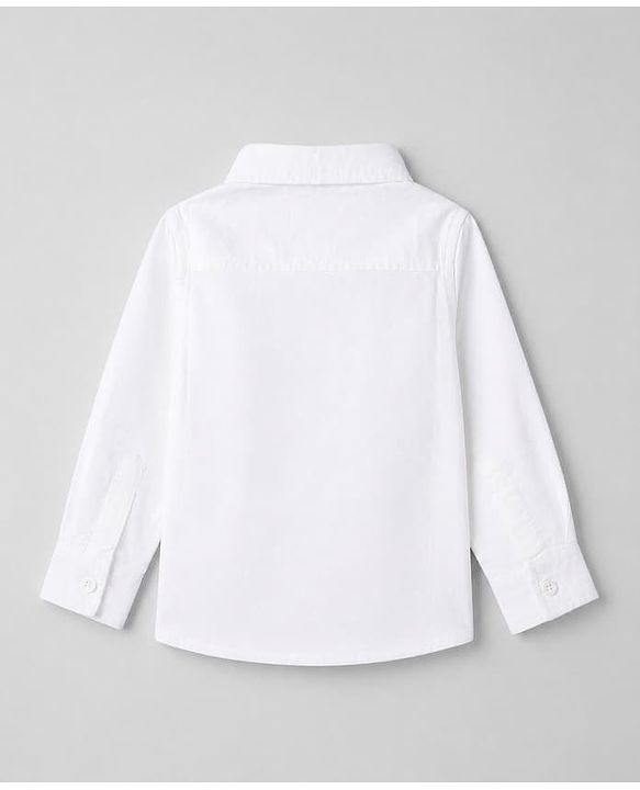 Babyhug 100% Cotton Woven Solid Shirt with Full Sleeves in White for 12-18 Months