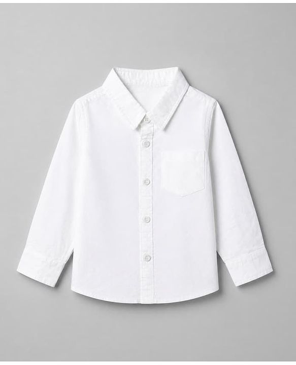 Babyhug 100% Cotton Woven Solid Shirt with Full Sleeves in White for 12-18 Months