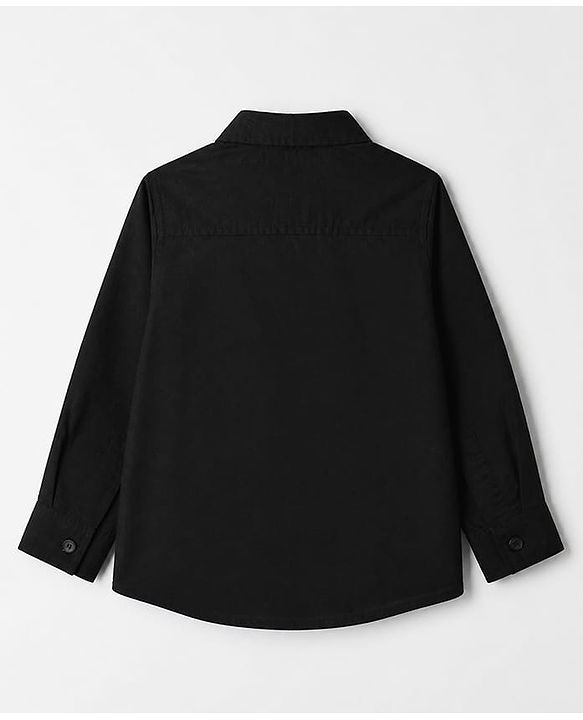 Babyhug 100% Cotton Woven Solid Shirt with Full Sleeves - Black
