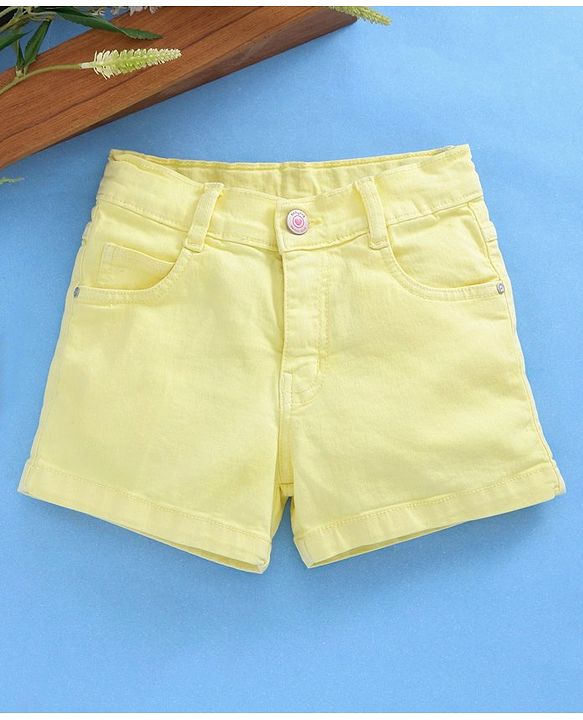 Babyhug Cotton Shorts With Adjustable Elasticated Waist - Yellow - 2-3YRS Yellow