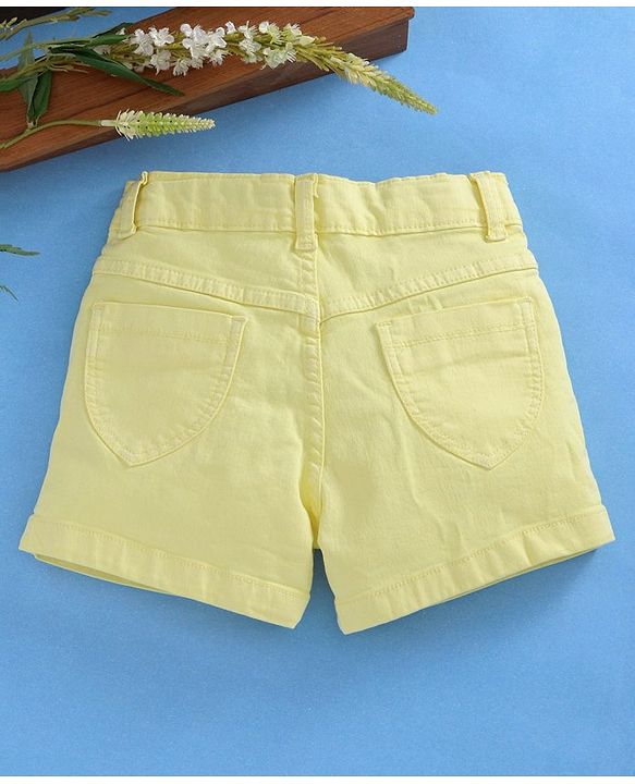 Babyhug Cotton Shorts With Adjustable Elasticated Waist - Yellow - 2-3YRS Yellow