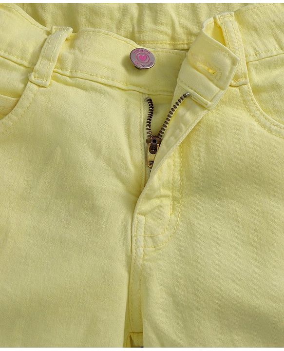 Babyhug Cotton Shorts With Adjustable Elasticated Waist - Yellow - 2-3YRS Yellow