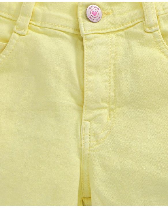 Babyhug Cotton Shorts With Adjustable Elasticated Waist - Yellow - 2-3YRS Yellow