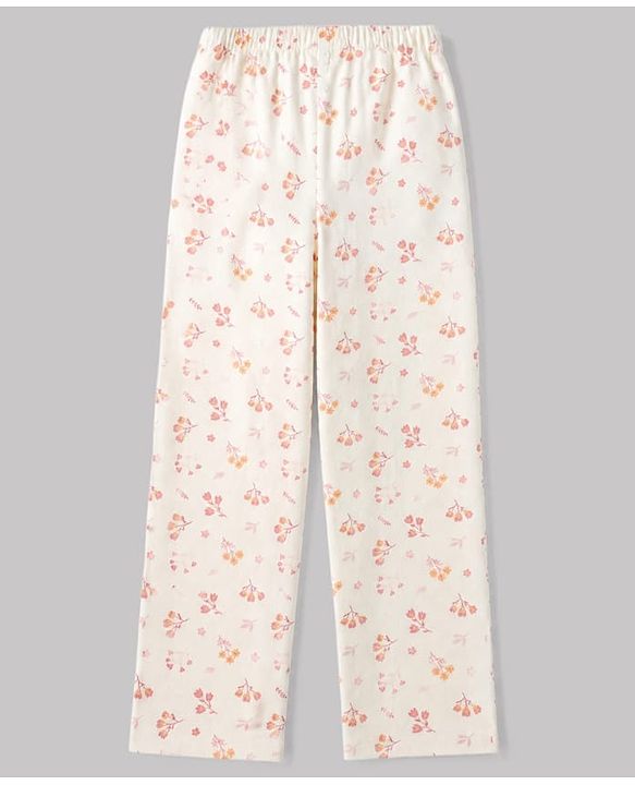Pine Kids Cotton Knit Half Sleeves T-Shirt & Pyjama Night Suit with Floral Print - Pink
