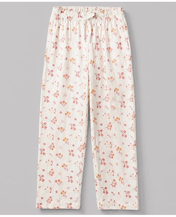 Pine Kids Cotton Knit Half Sleeves T-Shirt & Pyjama Night Suit with Floral Print - Pink