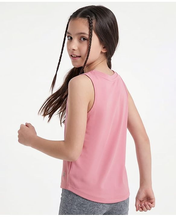 Pine Active Knit Sleeveless T-Shirt With Text Print - Pink