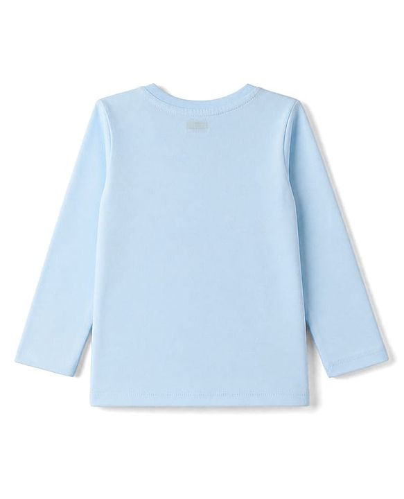 Babyhug 100% Cotton Knit Full Sleeves T-Shirt with Dinosaur Print - Light Blue
