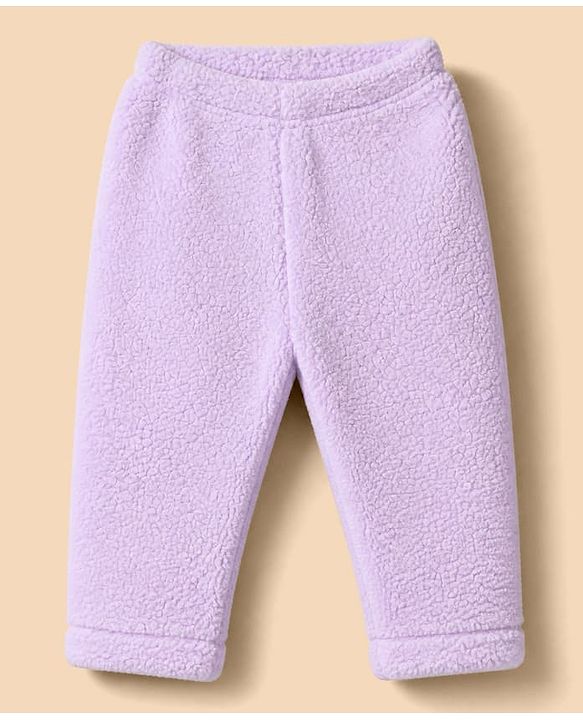 Babyhug Fur Woven Full Sleeves Winter Hooded Sweatshirt And Pant With Rainbow Embroidery - Lavender