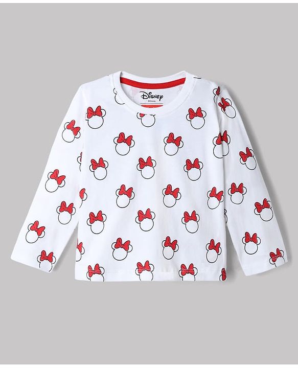 Babyhug Disney 100% Cotton Single Jersey Knit Frock and T-Shirt with Full Sleeves and Minnie Mouse Print in Navy Blue