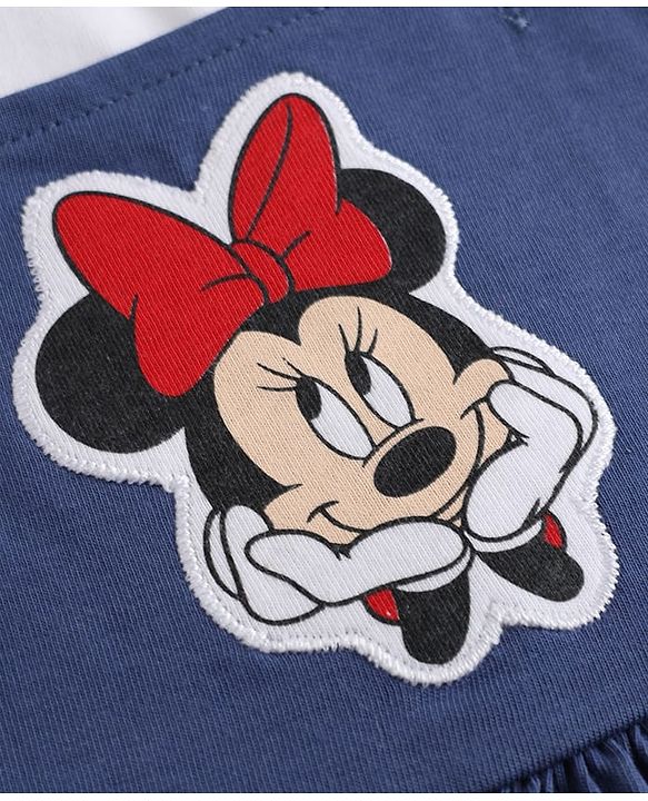 Babyhug Disney 100% Cotton Single Jersey Knit Frock and T-Shirt with Full Sleeves and Minnie Mouse Print in Navy Blue