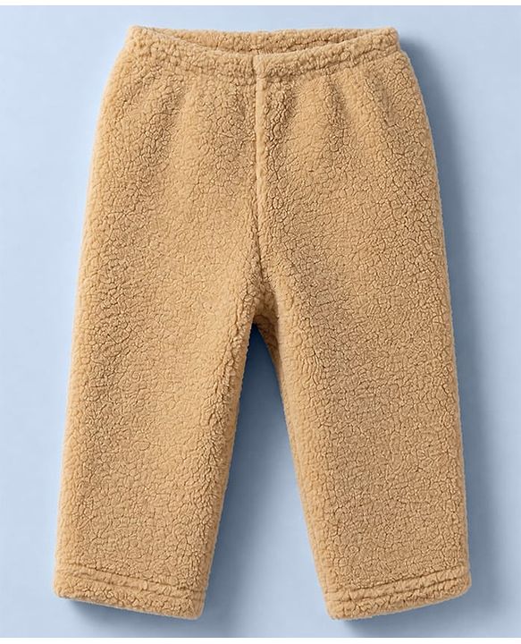 Babyhug Sherpa Fur Knit Woven Hooded Winter Wear Suit - Beige