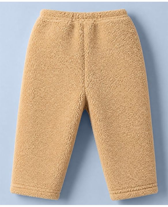 Babyhug Sherpa Fur Knit Woven Hooded Winter Wear Suit - Beige