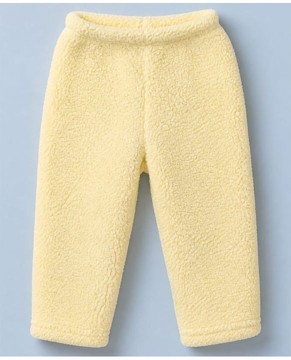 Babyhug Sherpa Fur Knit Hooded Winter Wear Suit Cloud Patch & Ear Applique - Light Yellow