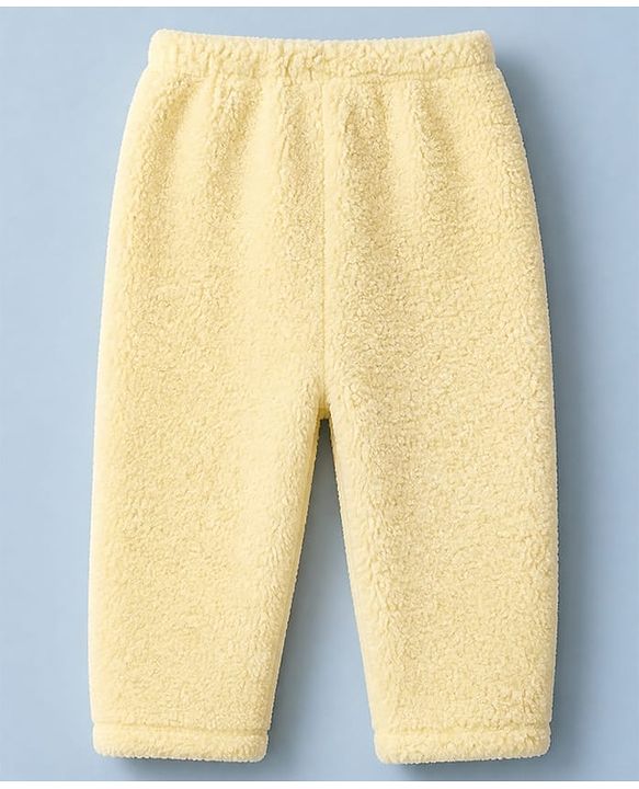 Babyhug Sherpa Fur Knit Hooded Winter Wear Suit Cloud Patch & Ear Applique - Light Yellow