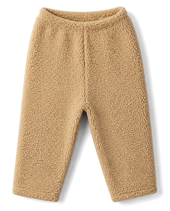 Babyhug Fur Woven Full Sleeves Winter Sweatshirt And Pant With Fox Patch - Beige