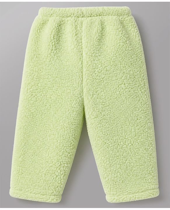 Babyhug Fur Woven Full Sleeves Winter Sweatshirt And Pant With Dino Patch - Green