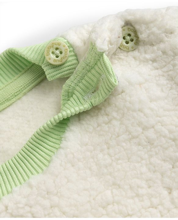 Babyhug Fur Woven Full Sleeves Winter Sweatshirt And Pant With Dino Patch - Green