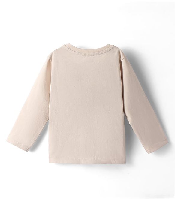 Babyhug 100% Cotton Knit T-Shirt with Full Sleeves and Bear Print in Offwhite