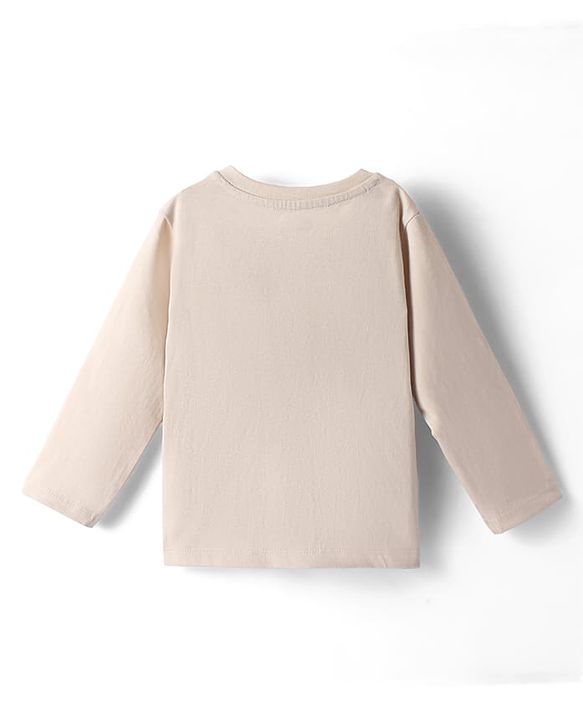 Babyhug 100% Cotton Knit T-Shirt with Full Sleeves and Bear Print in Offwhite