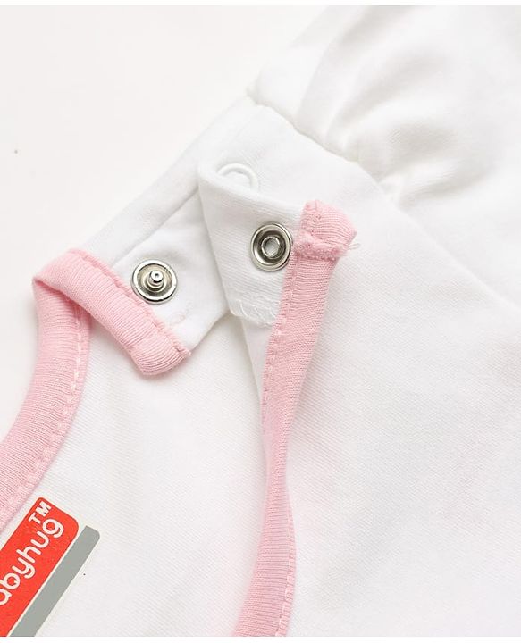 Babyhug 100% Cotton Interlock Knit Full Sleeves Onesie With Floral Print - Light Pink