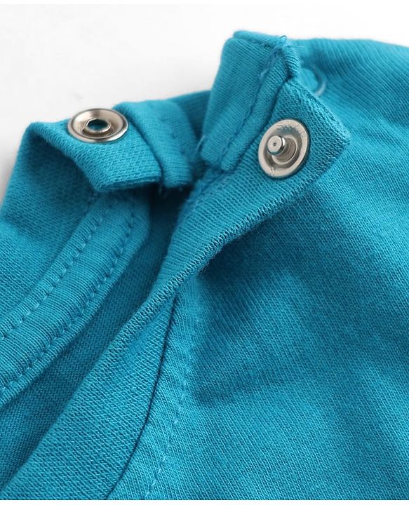 Babyhug 100% Cotton Knit T-Shirt with Full Sleeves and Tiger Print - Turquoise