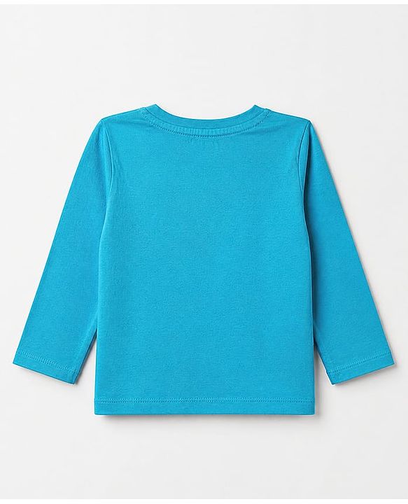 Babyhug 100% Cotton Knit T-Shirt with Full Sleeves and Tiger Print - Turquoise