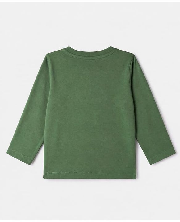 Babyhug 100% Cotton Knit T-Shirt with Full Sleeves and Giraffe Print in Green for 6-9 Months