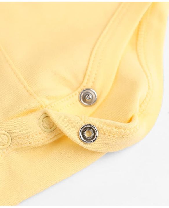 Babyhug 100% Cotton Interlock Knit Onesie with Full Sleeves and Rabbit Applique in Yellow