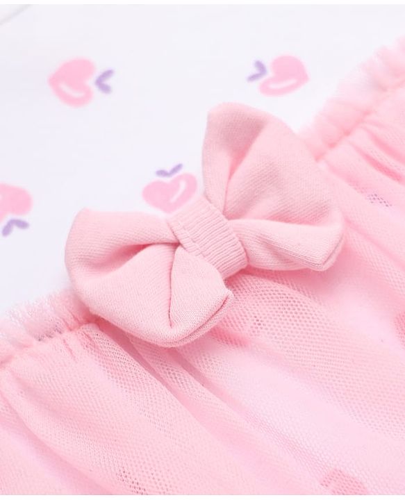 Babyhug 100% Cotton Interlock Knit Onesie and Hairband with Full Sleeves and Strawberry Print - Pink